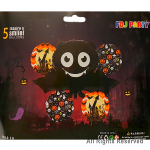 SET DE GLOBOS METALIZADO HALLOWEEN MURCIELAGO 5 UNIDADES 